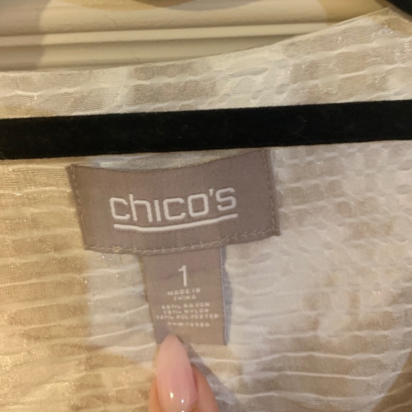 Chico’s Ivory/Tan Open Front Lightweight Jacket sz 1 - Picture 3 of 5